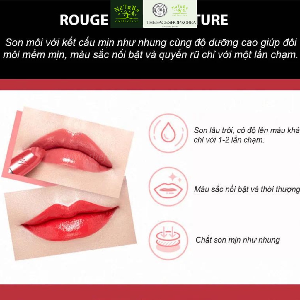 Son thỏi lâu trôi dưỡng ẩm Thefaceshop rouge satin moisture 3.6g