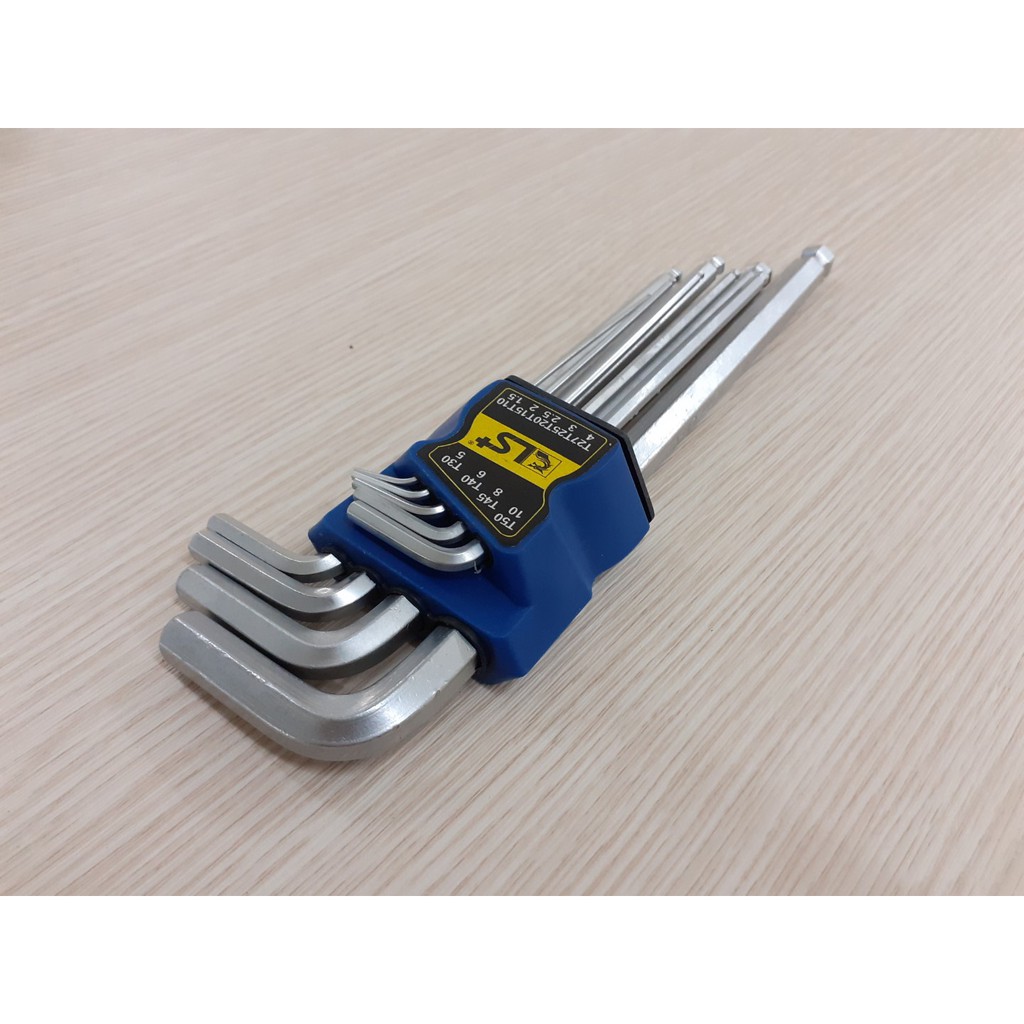 Bộ Lục Giác 9 Cây Có Đầu Bi, Độ Cứng HRC 50-55 Hiệu LS+ Cao Cấp Đa Năng Với Kích Thước Lục Giác Từ 1.5 - 10mm Siêu Bền
