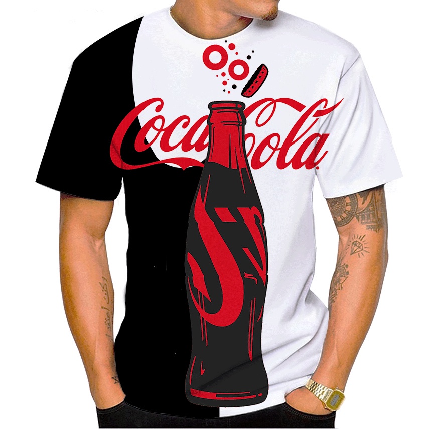 Áo Thun Ngắn Tay Dáng Rộng In Hình Coca Cola 3d Thời Trang Mùa Hè Dành Cho Nam