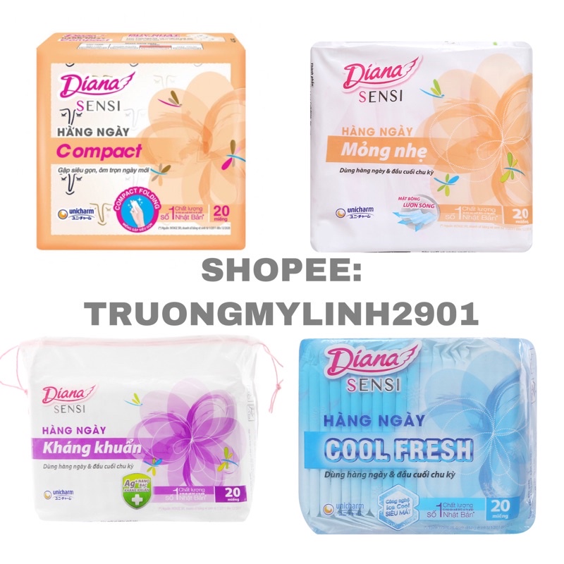 Băng Vệ Sinh Diana Hàng Ngày Cool Fresh/ Compact/ Mỏng Nhẹ/ Kháng Khuẩn