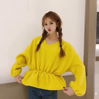 Áo nỉ nữ tay bồng thắt eo