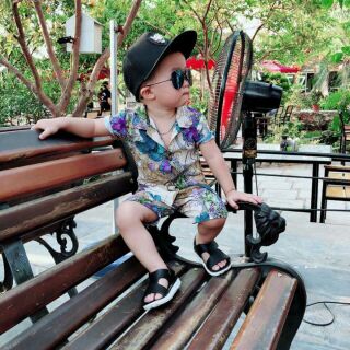 Bộ lanh sơ mi bé trai combo 2 bộ