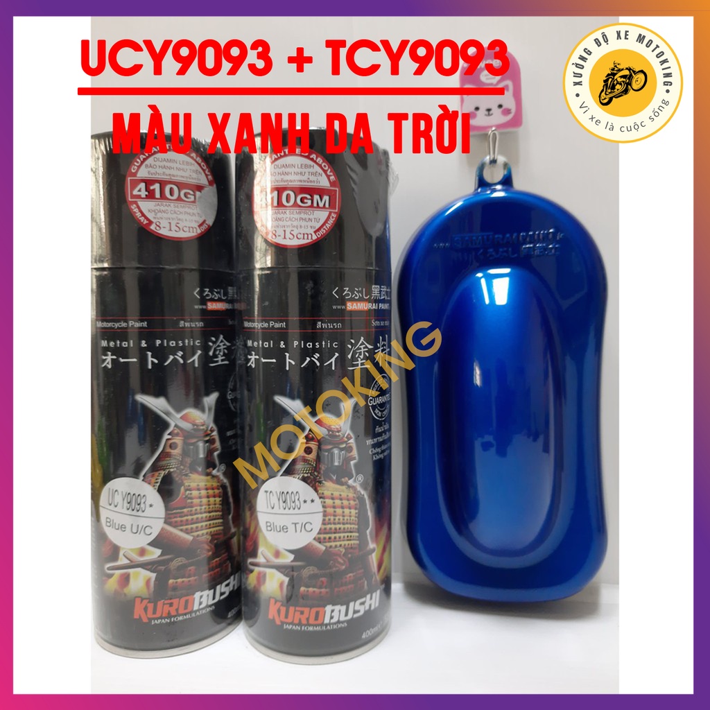 Combo sơn samurai xanh da trời UC+TCY9093  loại 2K chuẩn quy trình độ bền 5 năm gồm 2K04 - UCY9093- TCY9093 -2k01