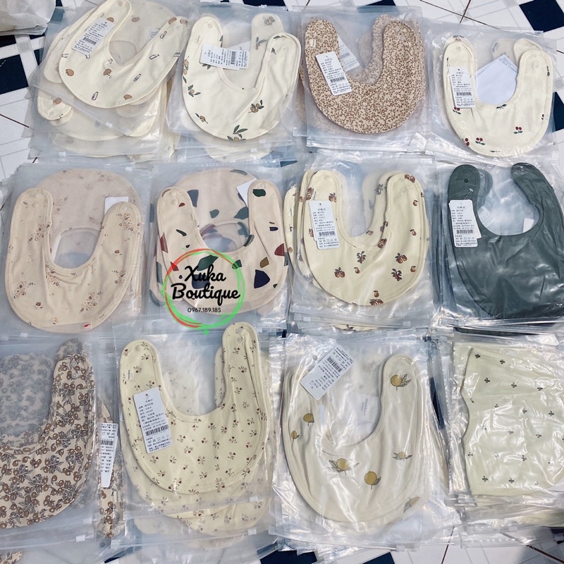 Yếm cotton hai lớp cho bé, yếm sơ sinh, yếm bé trai bé gái, khăn thấm nước dãi, sữa chống bẩn cho bé [HayeBeva]