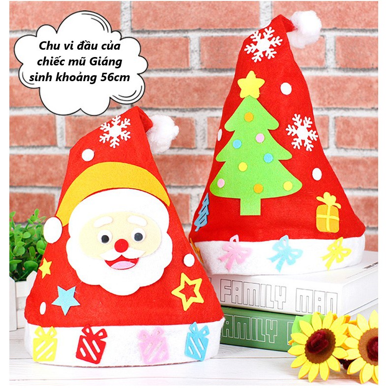 Mũ/ nón Noen giáng sinh dành cho bé tự trang trí, dán hình