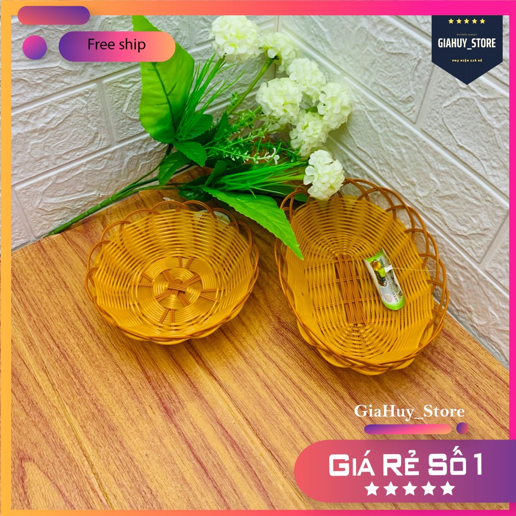 Giỏ Đựng Đồ Đa Năng💝FREESHIP 50K💝, Rổ Nhựa Giả Mây Màu Tre vàng, Đựng Đồ Nhỏ Xinh, Phụ Kiện Chụp Ảnh Trang Trí decor