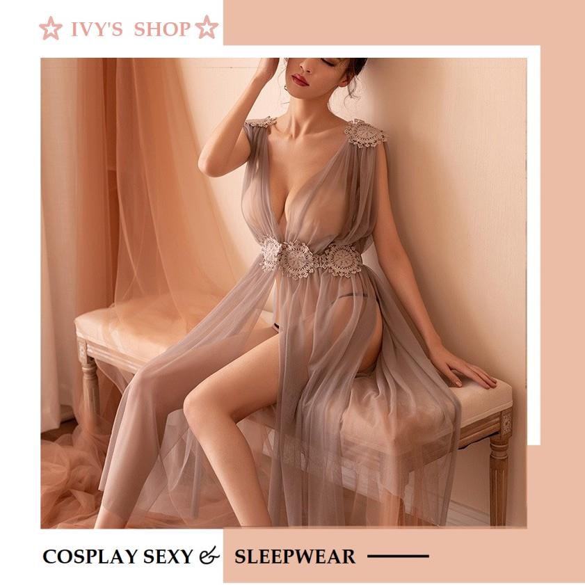 Váy ngủ nữ sexy cosplay thiên thần xuất xắc mọi thời đại, đầm ngủ Quảng Châu cao cấp dáng dài quá gối xuyên thấu - NILE