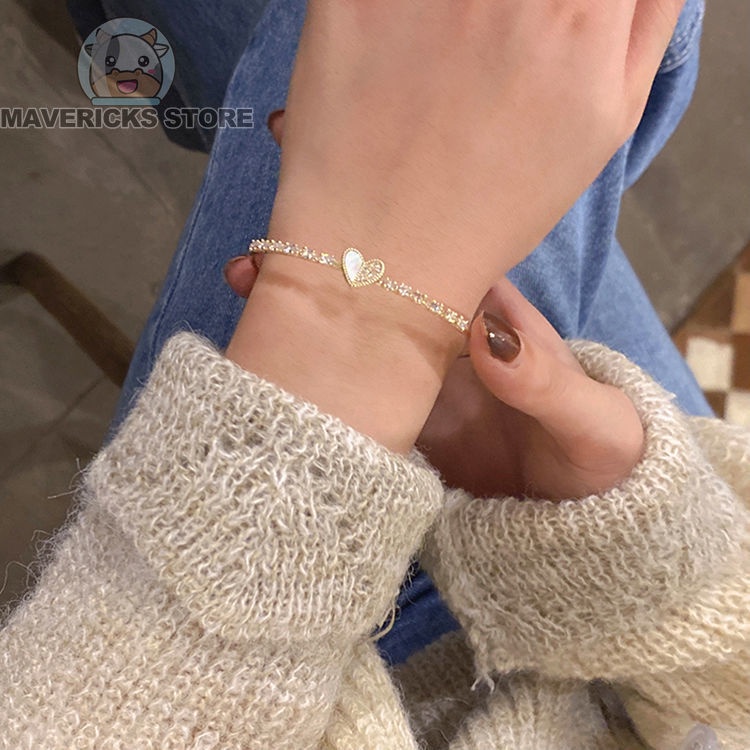 Vòng Đeo Tay Kiểu Hàn Quốc Hình Trái Tim Có Thể Điều Chỉnh Kích Cỡ