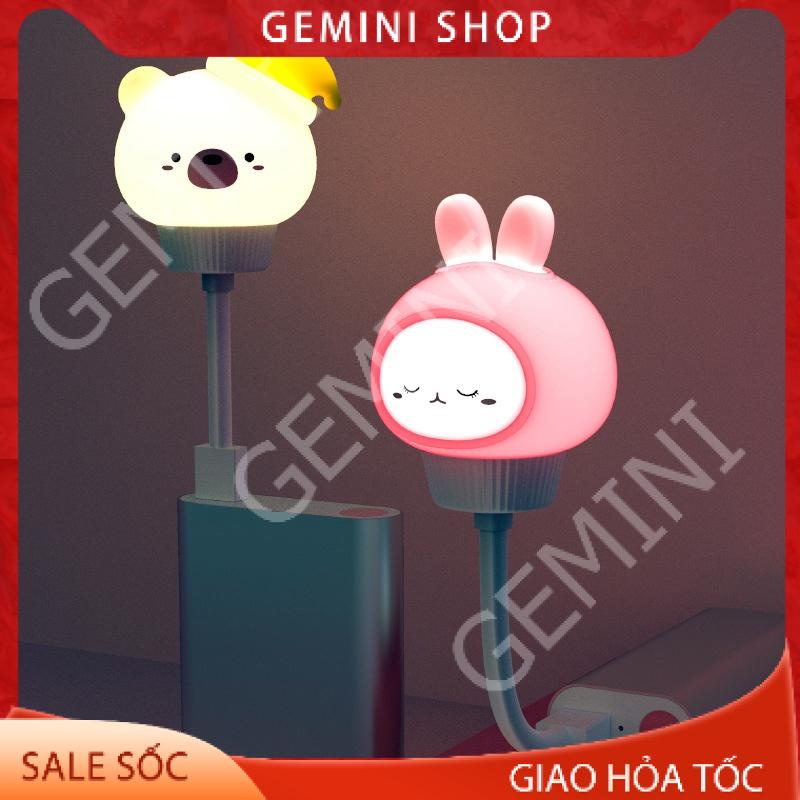 Đèn ngủ Hình Thú Dễ Thương V005 mini có điều khiển từ xa remote cổng usb hình thú Ánh Sáng Vàng GEMINI SHOP
