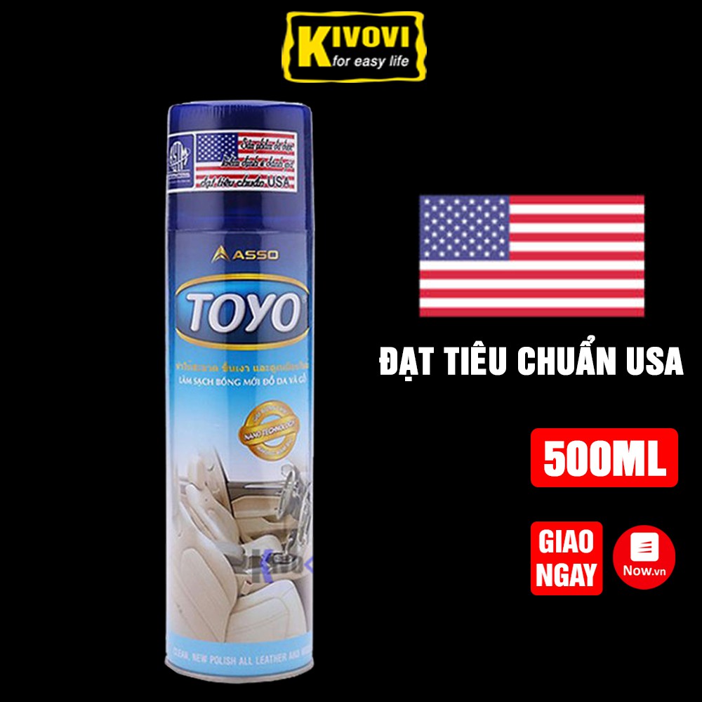 Chai Xịt Bóng Xe Máy TOYO ASSO 500ML Xịt Bóng Da Và Nội Thất Otô - Kivovi