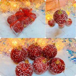 Hộp 6 trái châu trang trí noel đường kính 6cm