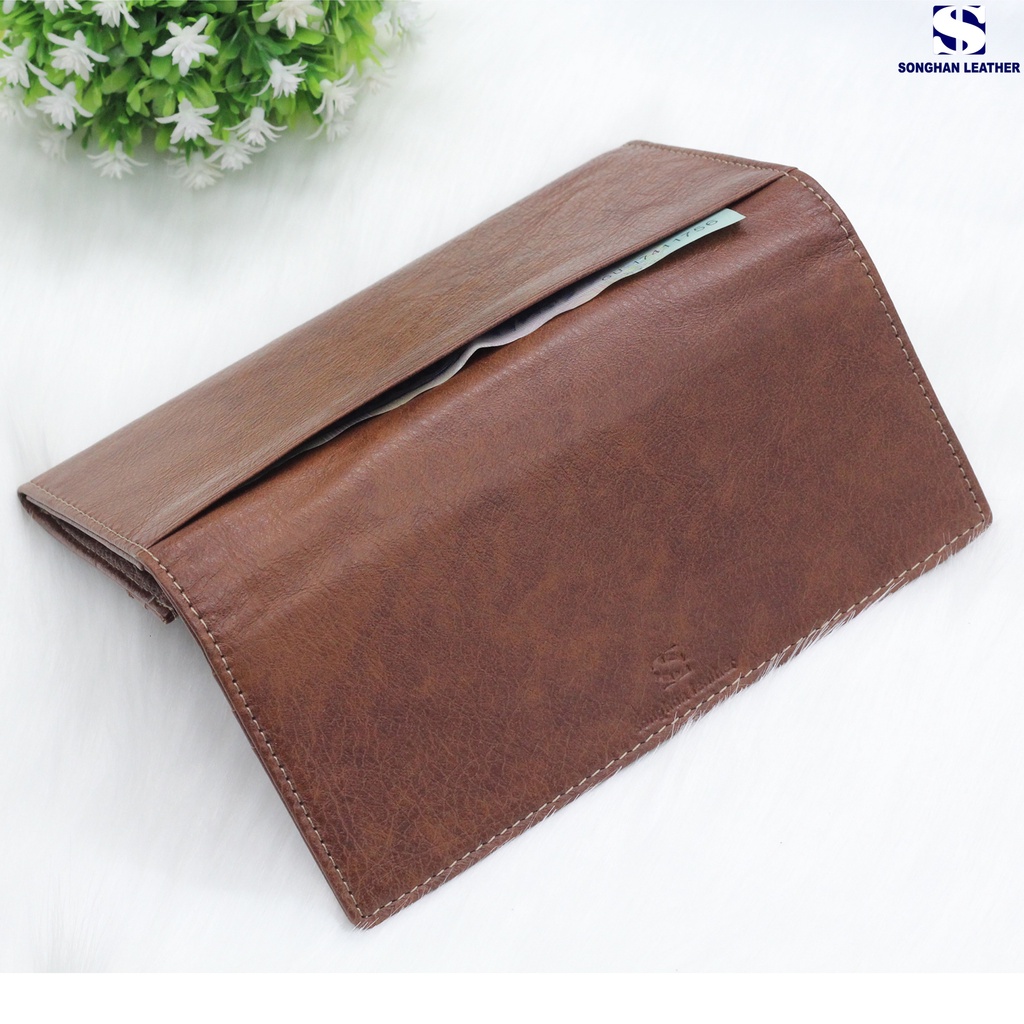 Ví Nữ Dài Cầm Tay Da Bò Songhan Leather VNO11.Bóp Nữ Gập Đôi Nhiều Ngăn Tiện Lợi.Bảo Hành 12 Tháng