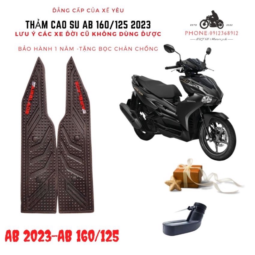 Thảm Lót Sàn Cho Xe Air Blade 125/160 AB 2023 Chất Liệu Cao Su 5 mm Kiểu Indo