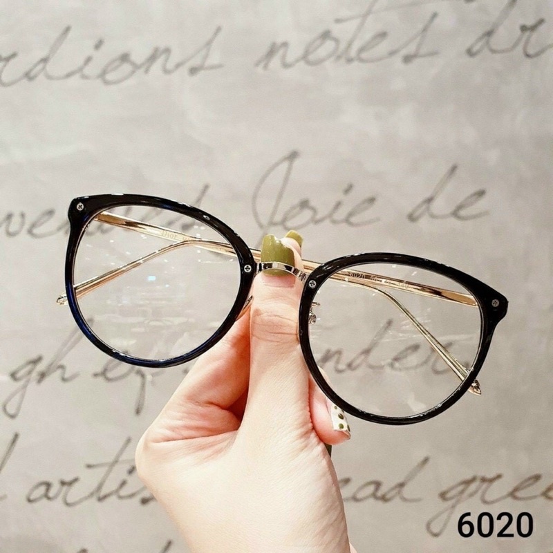 Gọng kính cận nam nữ tròn kim loại trắng đen trong suốt - Bự Store - MS 117
