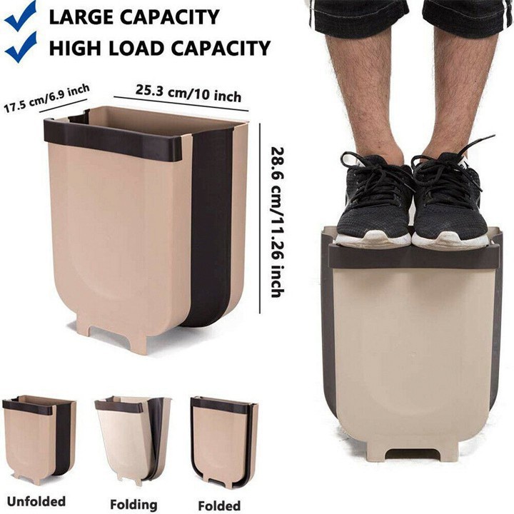 Thùng Rác Gấp Gọn Treo Cánh Tủ Bếp Thông Minh Size Lớn 9L