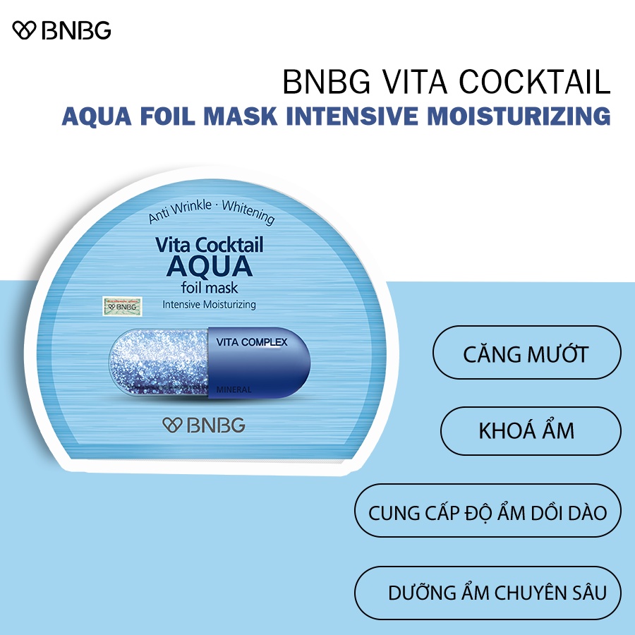 Mặt Nạ BNBG Thiếc Xanh [HỘP 10 MIẾNG] Cấp Ẩm Chuyên Sâu BNBG Vita Cocktail  Aqua Foil Mask Intensive Moisturizing 30ml | Shopee Việt Nam