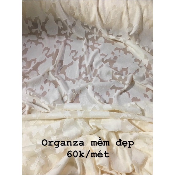 Organza mềm ép hoa màu be