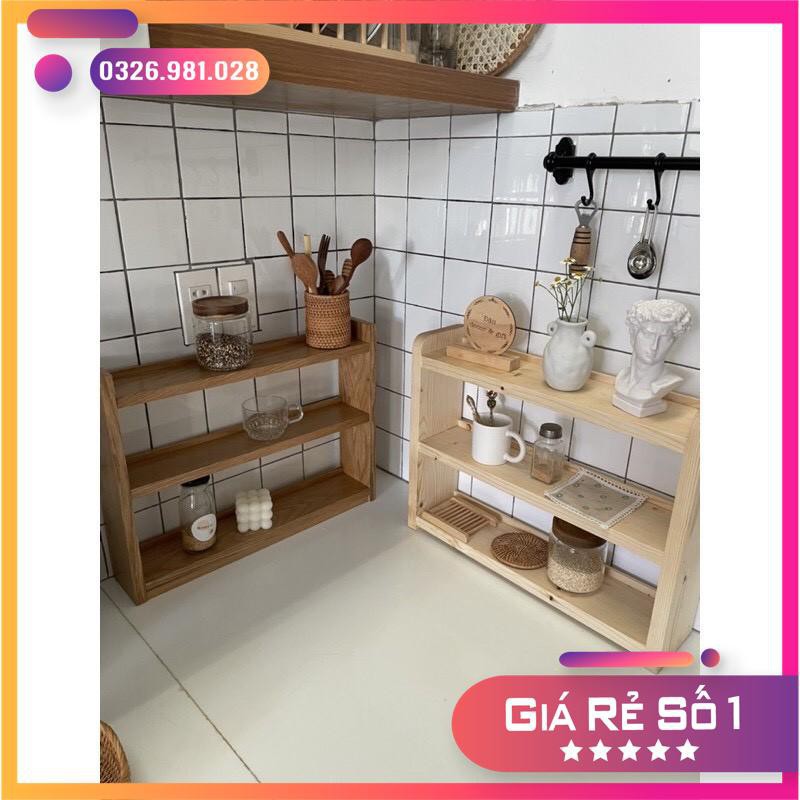 kệ để đồ dùng gia vị phòng bếp, kệ gỗ 03 tầng để đồ dùng [Ảnh Thật Tự Chụp] | BigBuy360 - bigbuy360.vn