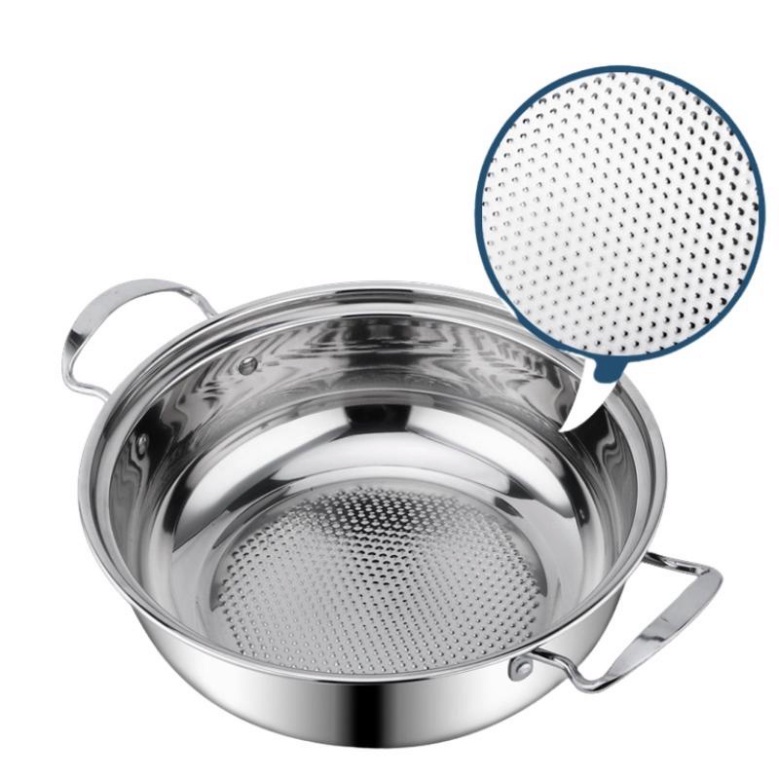 Nồi Lẩu Nắp Kính 30cm, Nồi Ăn Lẩu 1 Đáy Dùng Cho Bếp Từ Và Hồng Ngoại
