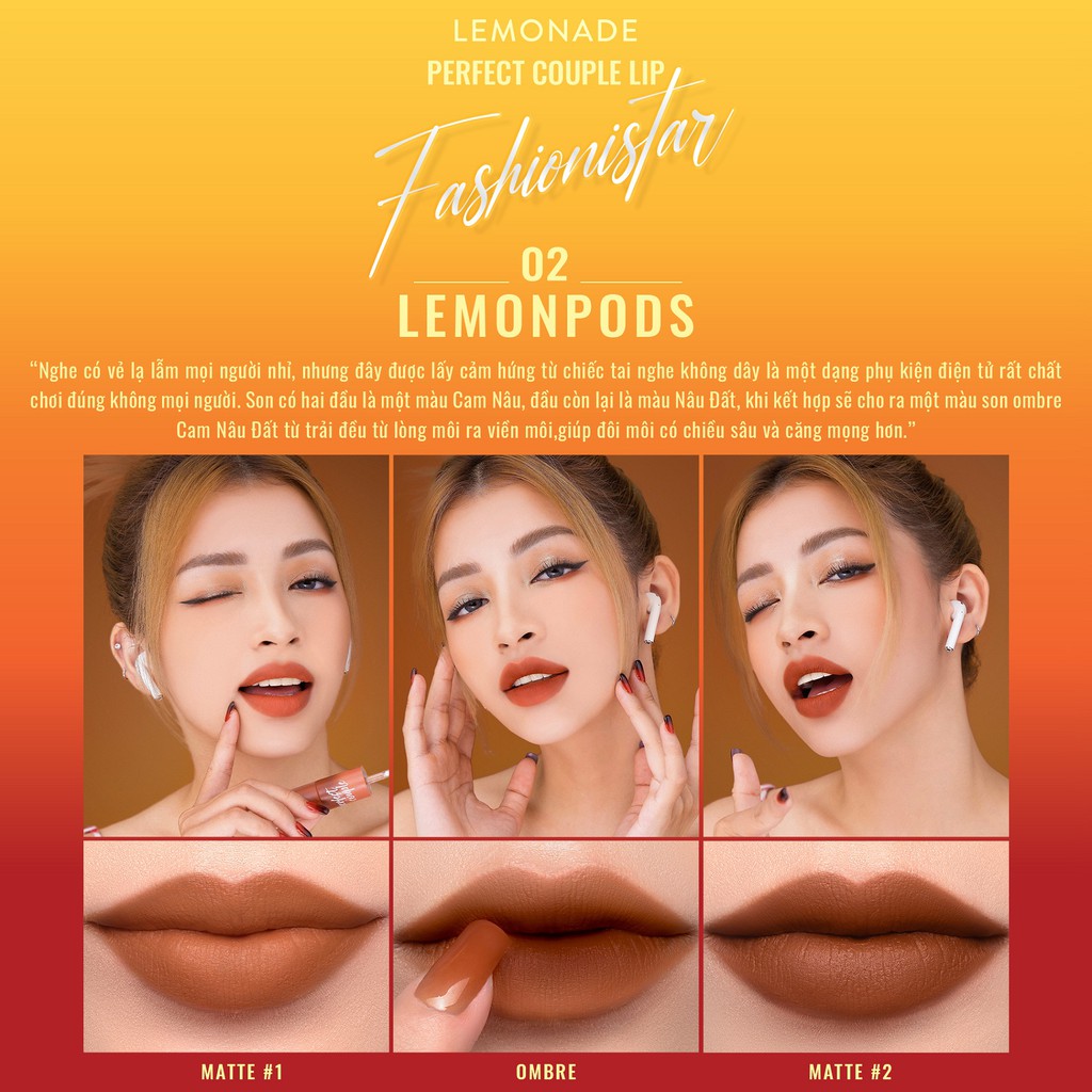 Combo Lemonade Kem nền Perfect Couple Dual Foundation 30g và Son kem Perfect Couple Lip Fashionistar 8g | BigBuy360 - bigbuy360.vn