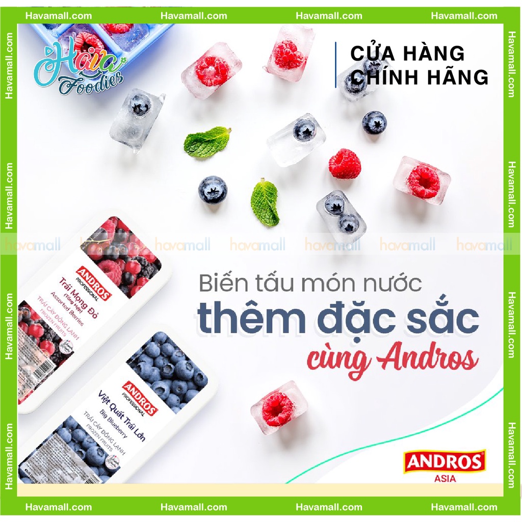 Trái Mọng Đỏ Tổng Hợp Đông Lạnh ANDROS 600gr - Tặng Kem Phô Mai Hủ 28gr