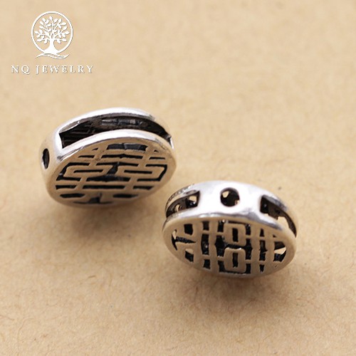 Charm bạc song hỷ tròn xỏ ngang - NQ Jewelry