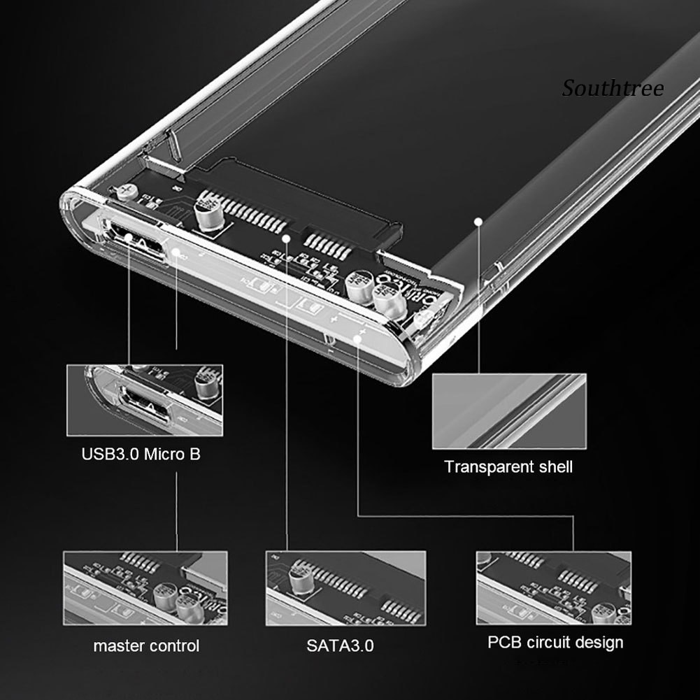 Hộp Đựng Ổ Cứng Ngoài Trong Suốt Sata 3 Usb 3.0