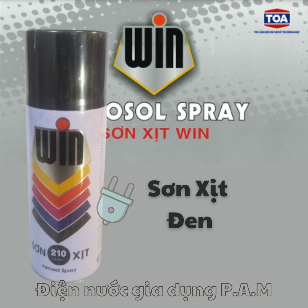 Sơn xịt WIN cầm tay đủ màu Đỏ Đen Xanh lá Lam Chuối Vàng Trắng Bóng Đậm Nhạt tiện lợi - Tổng kho Điện Nước Chú Hội