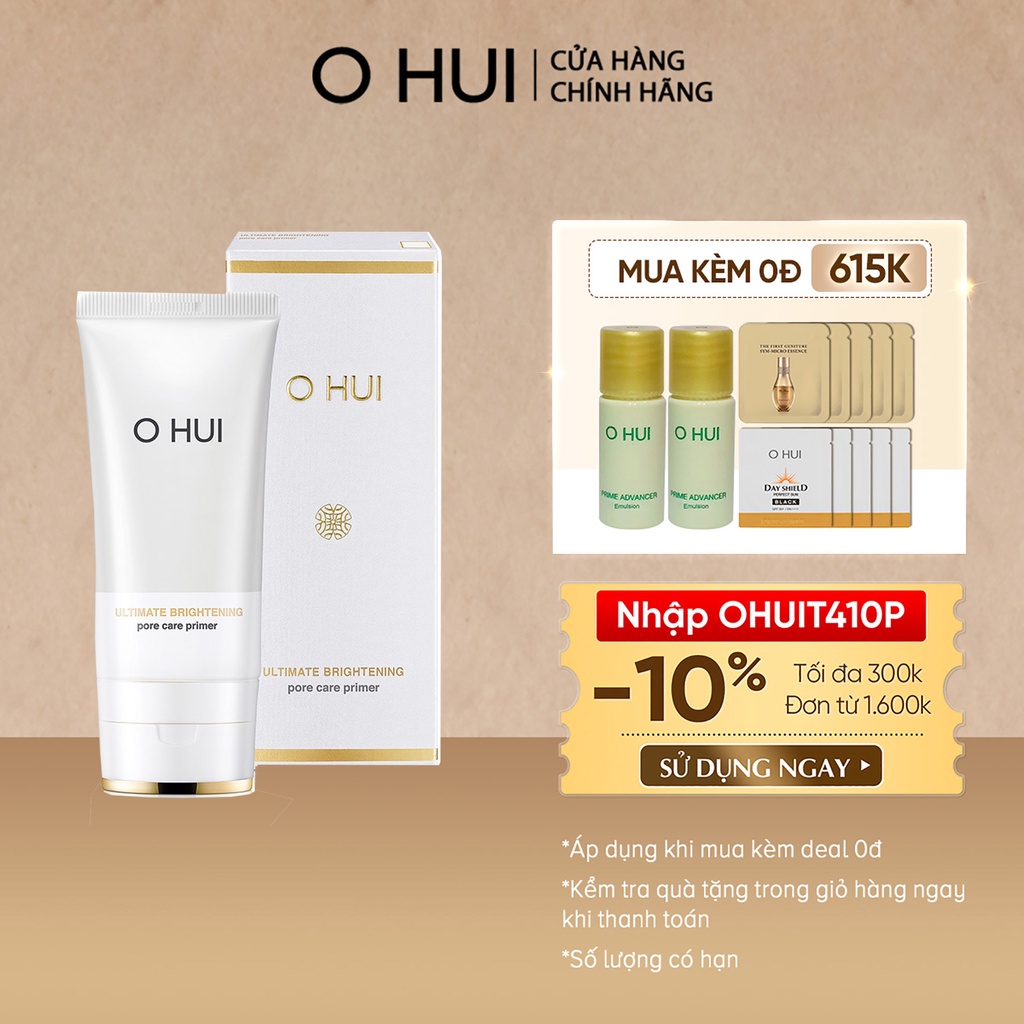 [Mã VISAPREMIUM giảm 150K]Kem lót kiềm dầu mịn mượt da OHUI Ultimate Brightening Pore Care Primer 45ml