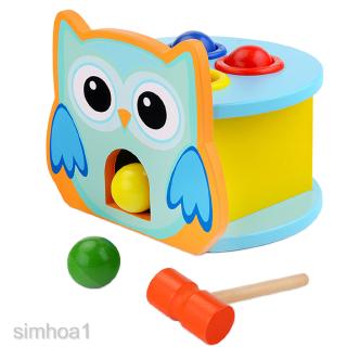 Wooden Owl Kids Hammer & Ball Toy Game Set for Children Cognitive Toy Gift