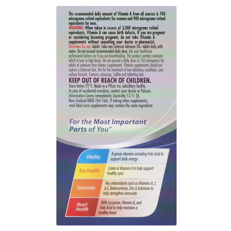 Vitamin tổng hợp Centrum Advance For Adults 50+ dành cho người lớn tuổi 100 viên