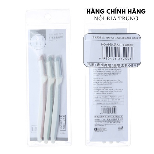 Bộ 3 dao cạo lông mày, tỉa chân mày, cạo lông nách, râu, tóc phong cách Hàn quốc HA960 - Hasara