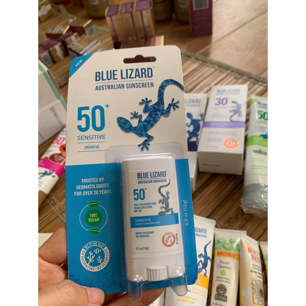 Kem chống nắng khoáng dành cho da nhạy cảm với SPF 50+ Blue Lizard Sensitive