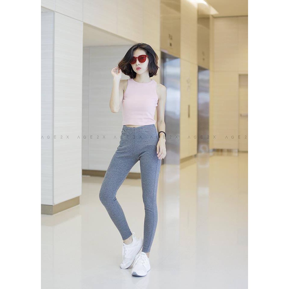 Quần legging nữ siêu co giãn có 2 màu đen và xám