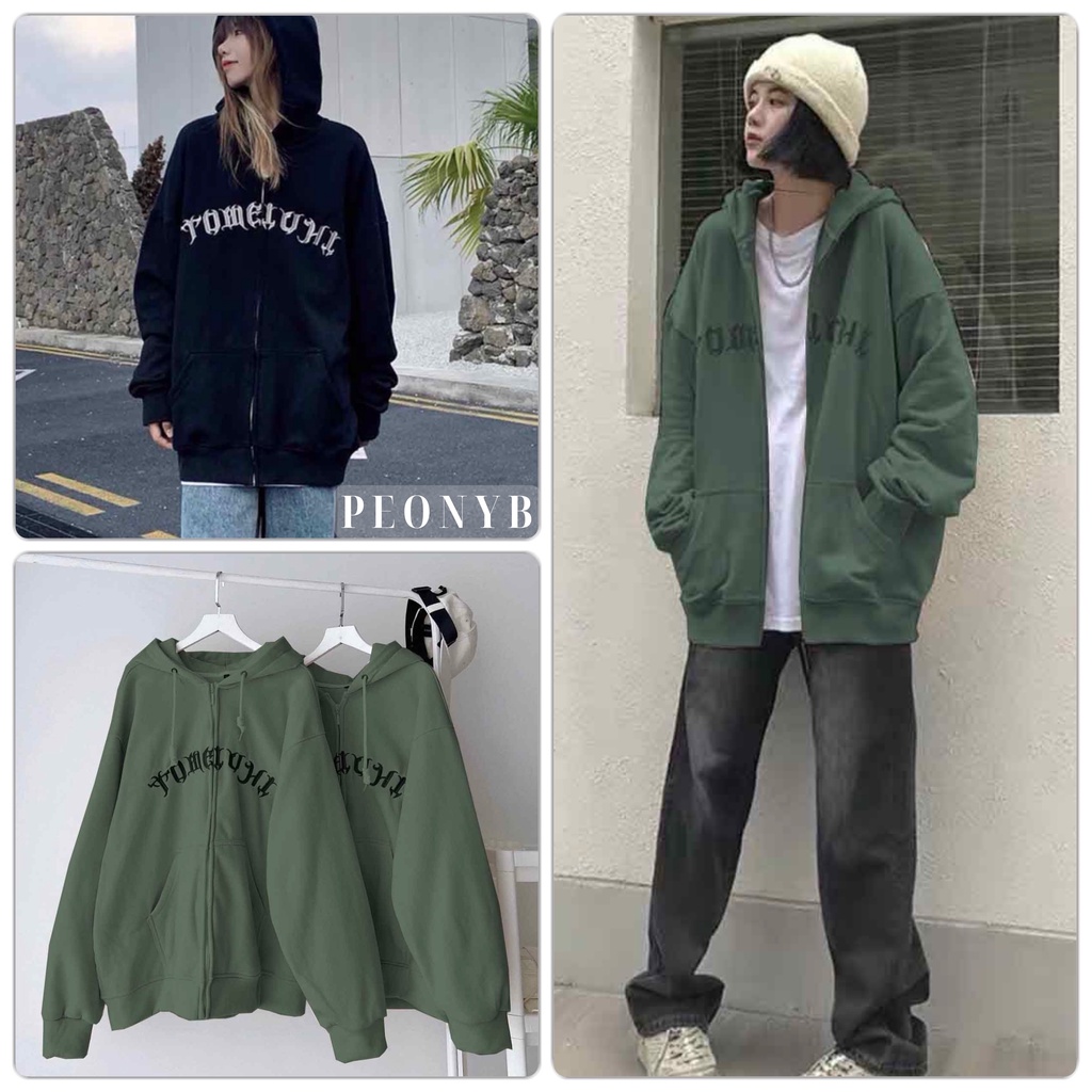 Áo Khoác Nỉ Chân Cua Tom PEONYB Unisex [FREESHIP] Hoodie zip form rộng tay bồng in chữ kiểu dáng vintage cá tính đẹp