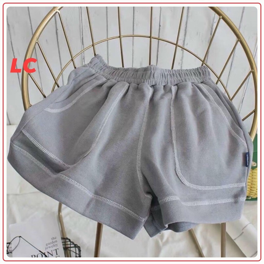 Quần short thêu chỉ nổi 💖FREESHIP💖 Quần short đùi chạy viền chỉ nổi thun trơn AD37