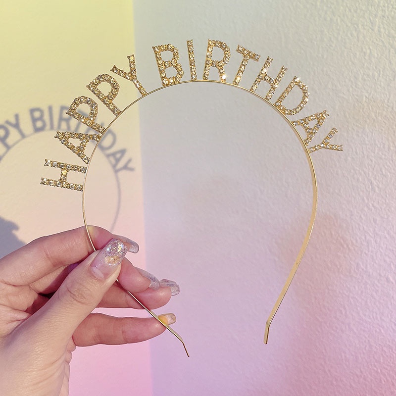 Cài tóc đính đá chữ &quot;HAPPY BIRTHDAY&quot; sáng lấp lánh dễ thương cho bạn gái - selenshop