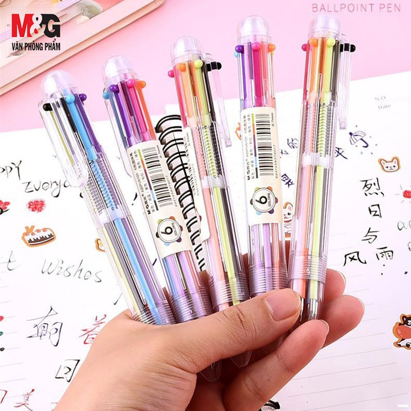 Bút bi bấm M&G  ABPV6101 có 6 ngòi 6 màu ngẫu nhiên