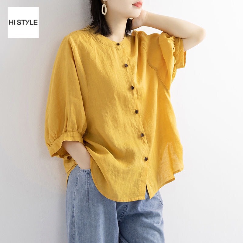 Áo Somi Nữ form rộng có size to ống tay lỡ rộng rãi kiểu dáng đèn lồng phục cổ trang phục Áo Sơ Mi mới 2021