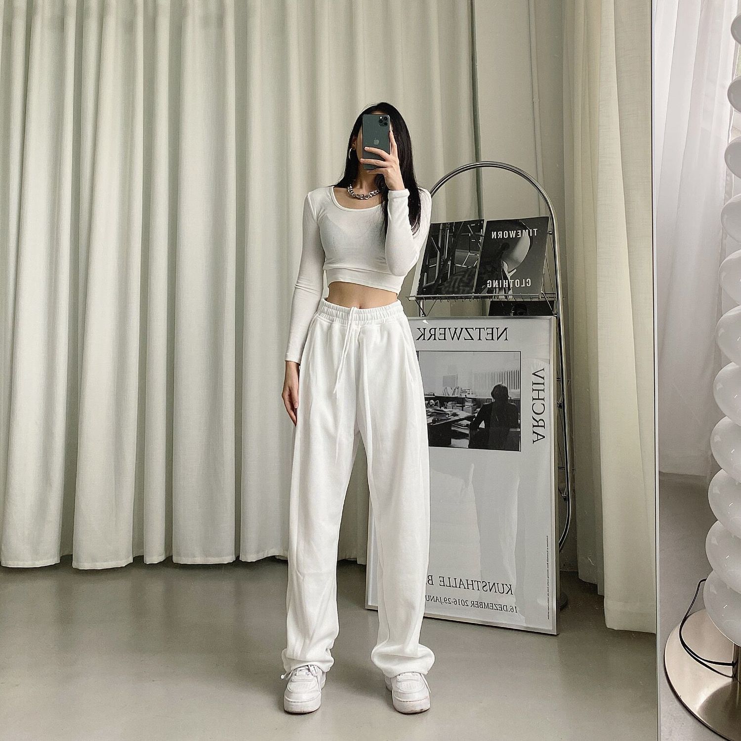 Quần Thể Thao Lưng Cao Ống Rộng Phong Cách Hàn Quốc Cho Nữ | BigBuy360 - bigbuy360.vn