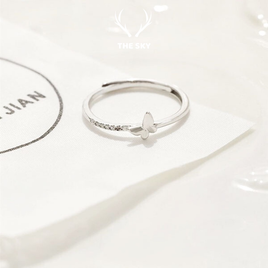 Nhẫn Bạc Mặt Hình Bướm Đính Đá Hàng Thiết Kế Phong Cách Trẻ Trung Cá Tính Hot Trend Mẫu Hở