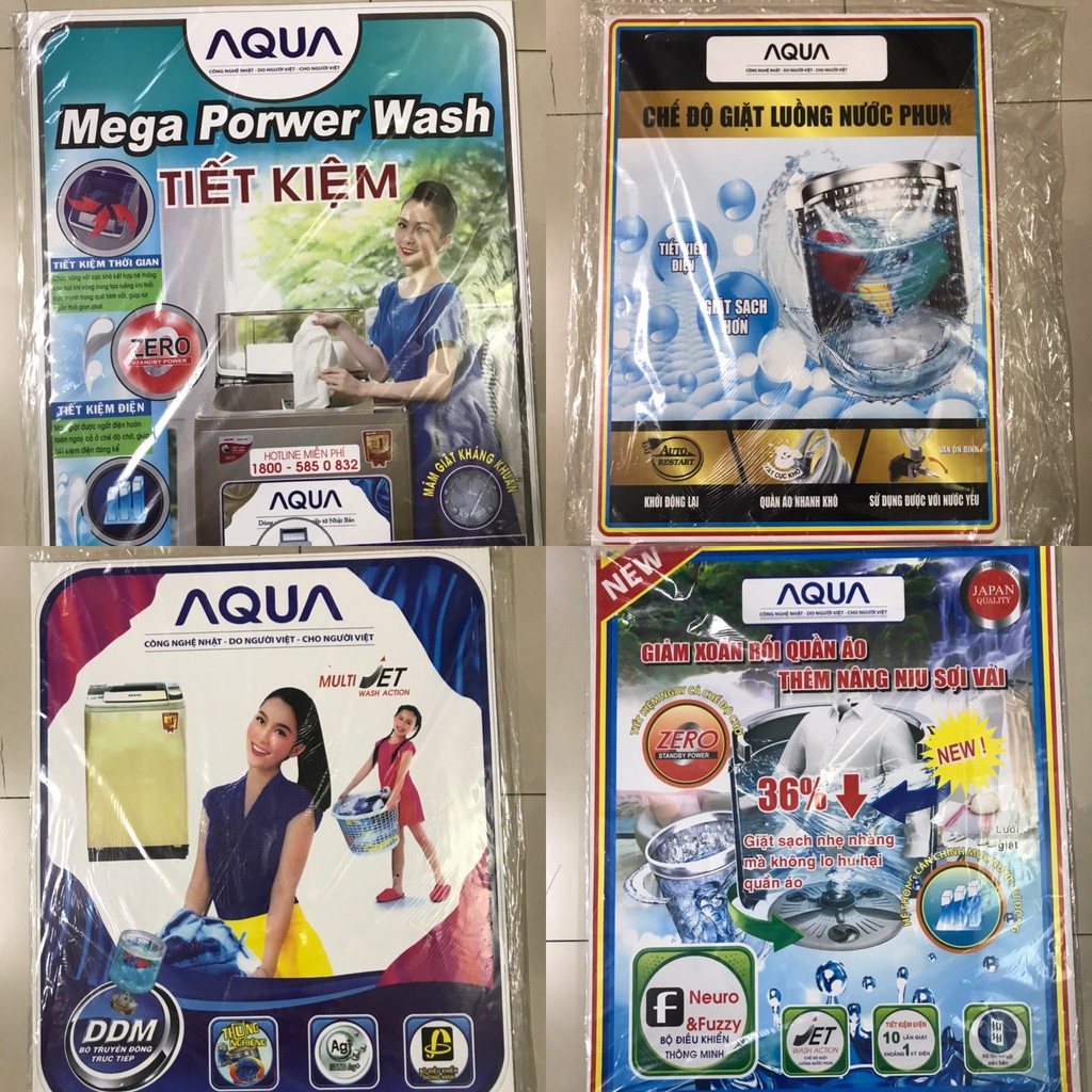 Combo 10 tem dán máy giặt Aqua/ Combo 10 miếng dán máy giặt aqua