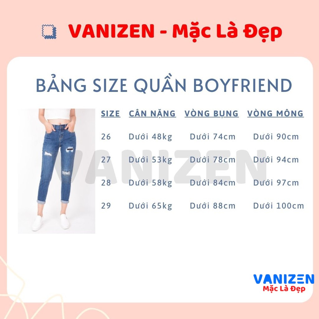 Quần jean nữ ống rộng baggy đẹp lưng cao cạp căn bản rách đắp thêu hàng hiệu cao cấp mã 454 VANIZEN