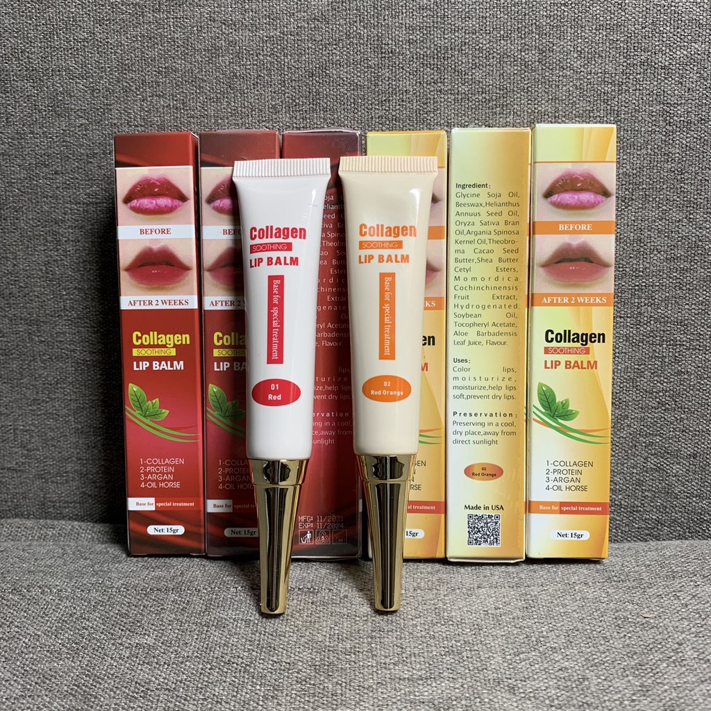 Dưỡng Kích Màu Môi Collagen Lip Balm, Son Dưỡng Có Màu Sau Phun Xăm