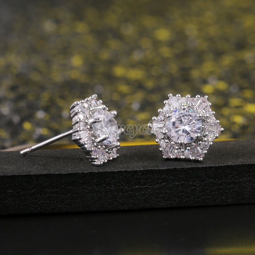 [Hàng Mới Về] Bông Tai Đính Đá Zircon Trắng Sang Trọng
