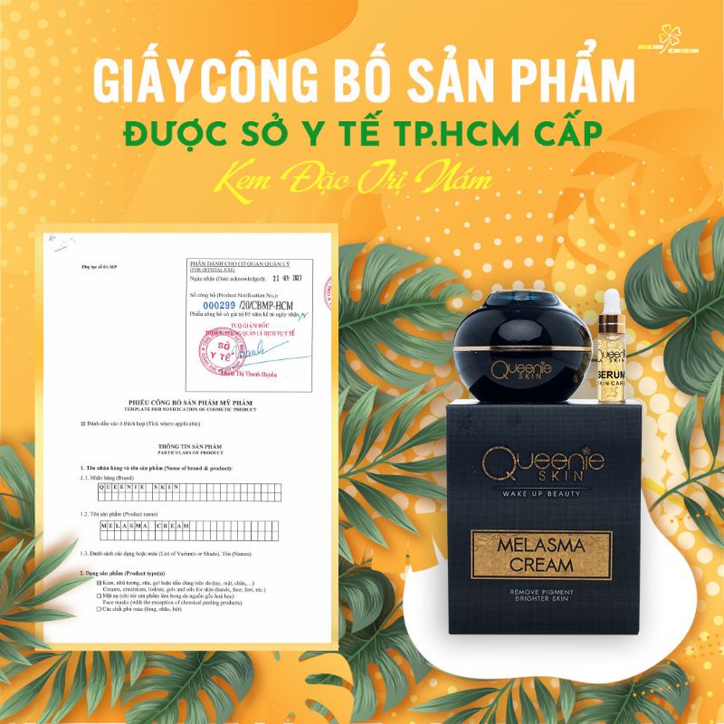 Kem trị_nám, kem dưỡng trắng da chống_lão_hóa mỹ phẩm Queenie Skin tặng kèm serum mini.