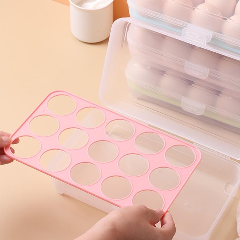 Hộp đựng trứng 15 ngăn có khay để tiện lợi