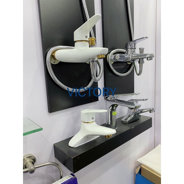 Vòi Rửa Mặt Vòi Lavabo Nóng Lạnh Mạ Sứ Cao Cấp