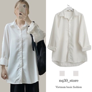 Áo sơ mi nam nữ, áo form rộng dài tay unisex áo sơ mi vải lụa thái chống bai xù chống nhăn nhàu