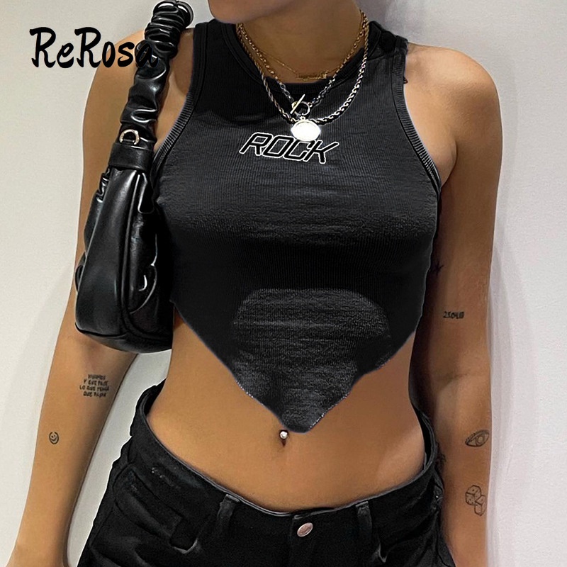 Áo Croptop Ôm Dáng Màu Trơn Cổ Tròn In Chữ Thời Trang Cho Nữ